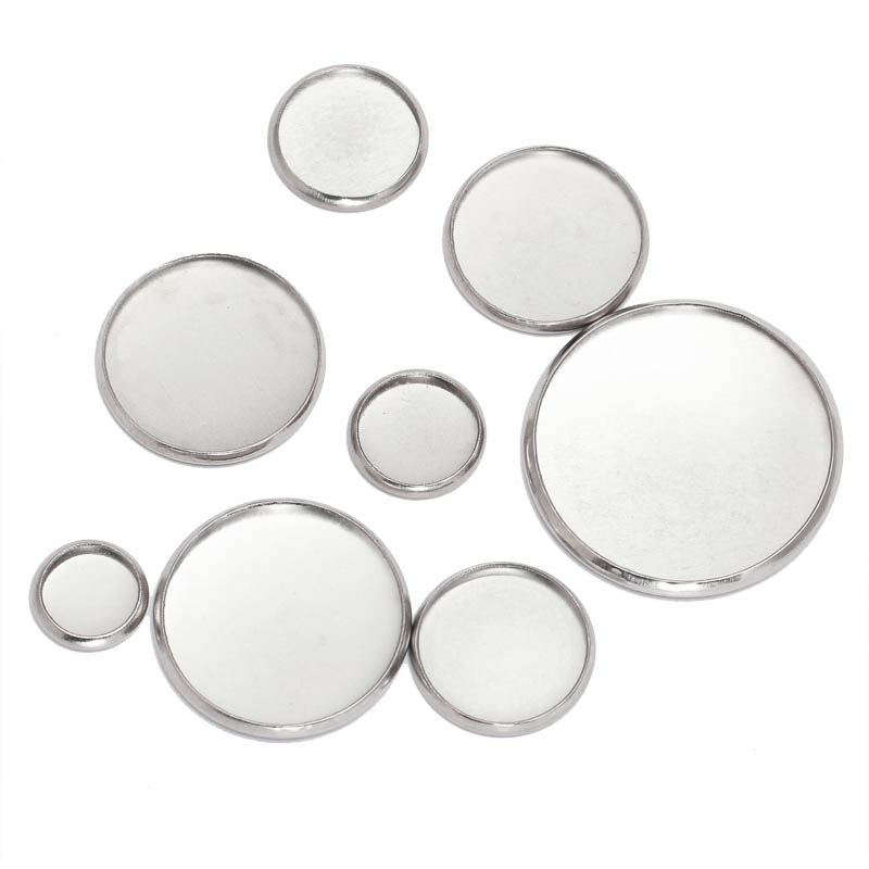 Bezels Set Pendant - 20 pcs In Acciaio Inox Tondo